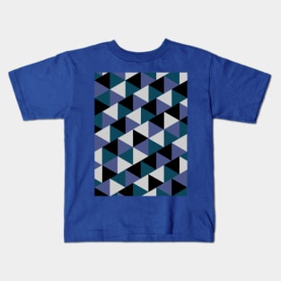 Geometric Stripes in Purple, Black, Blue and Grey Kids T-Shirt